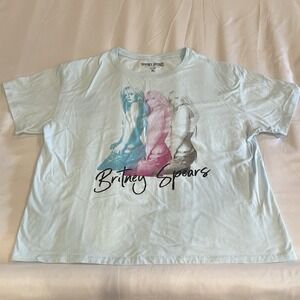 Britney Spears Women's Short Sleeve Light Blue Graphic Tee Tshirt‎ Size Large